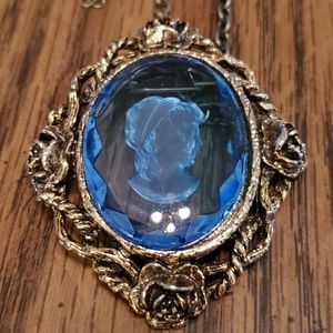 Antique Victorian Style Cameo Pendant Brooch Necklace